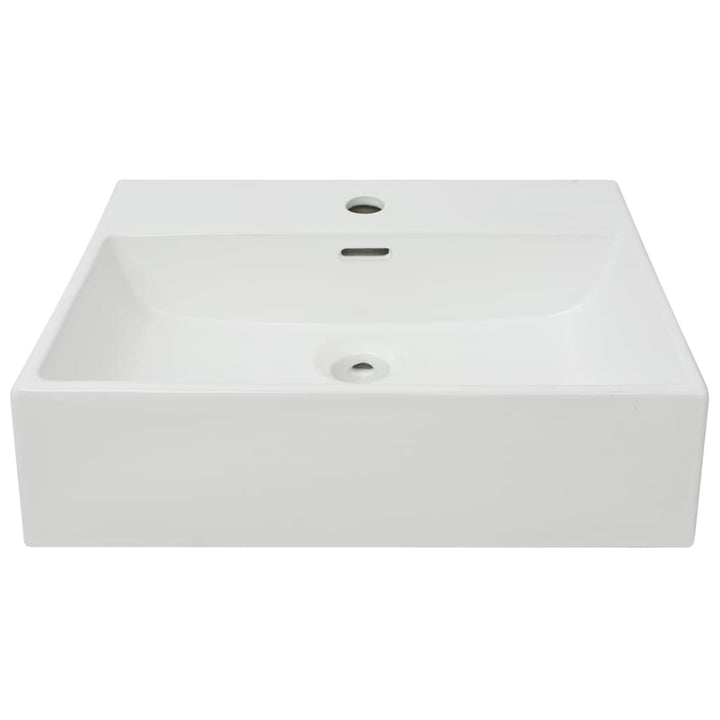 håndvask med hul til vandhane keramik 51,5x38,5x15 cm hvid