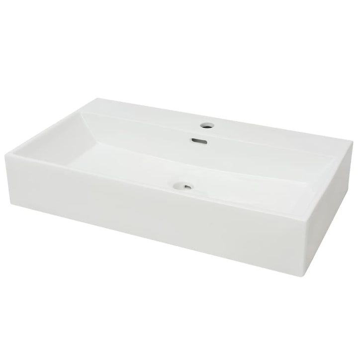 håndvask med hul til vandhane keramik 76x42,5x14,5 cm hvid