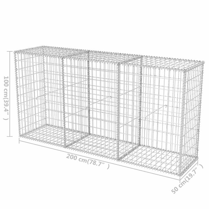 gabionkurv 200 x 50 x 100 cm galvaniseret stål