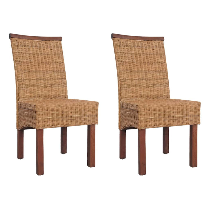 spisebordsstole 2 stk. naturligt rattan brun