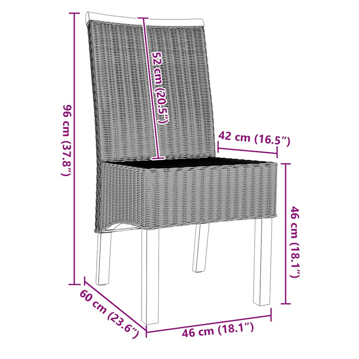 spisebordsstole 2 stk. naturligt rattan brun