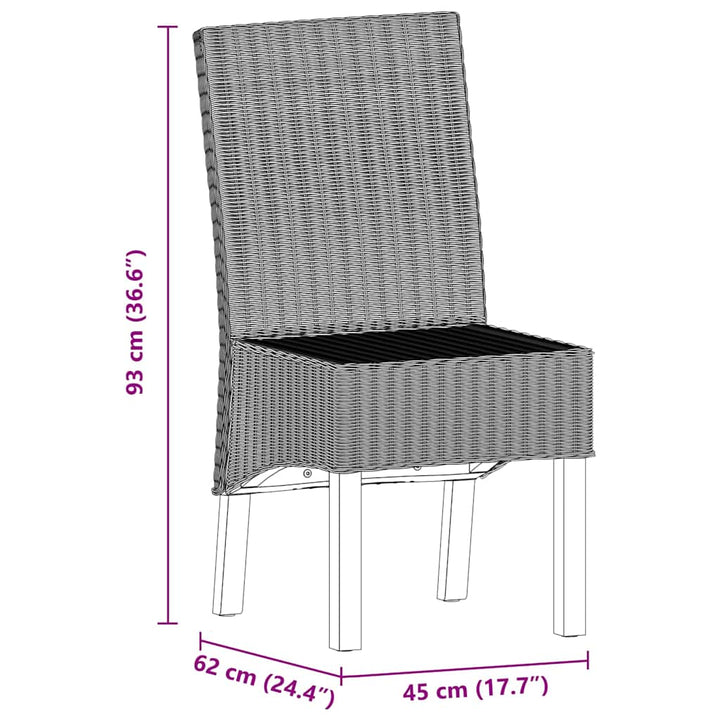 spisebordsstole 2 stk. naturligt rattan brun