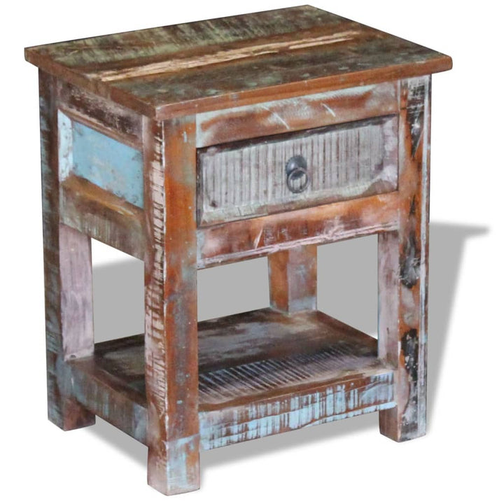 sidebord med 1 skuffe 43x33x51 cm massivt genbrugstræ