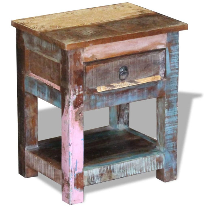 sidebord med 1 skuffe 43x33x51 cm massivt genbrugstræ