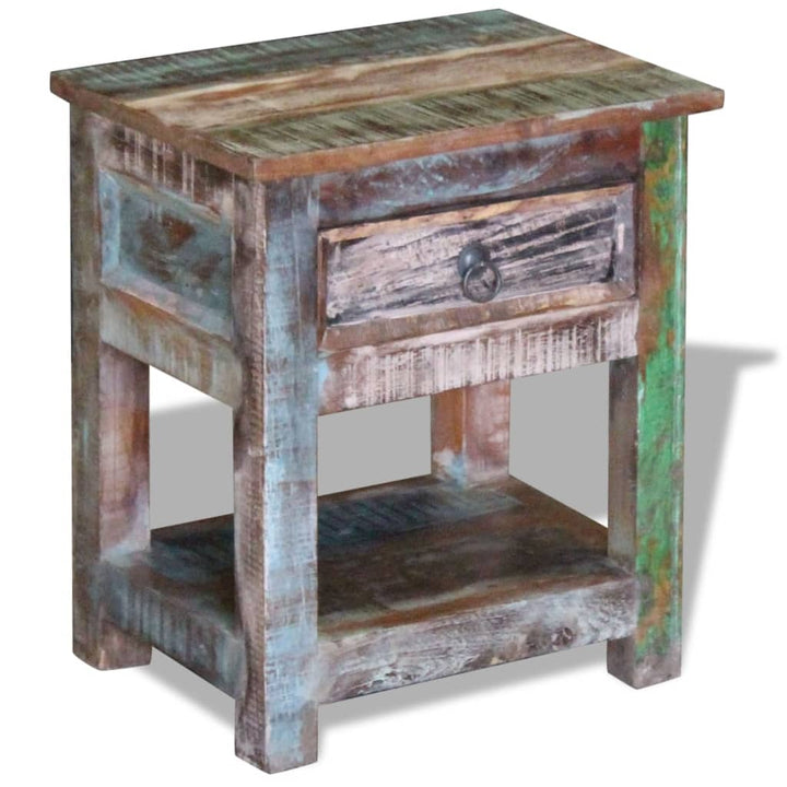 sidebord med 1 skuffe 43x33x51 cm massivt genbrugstræ