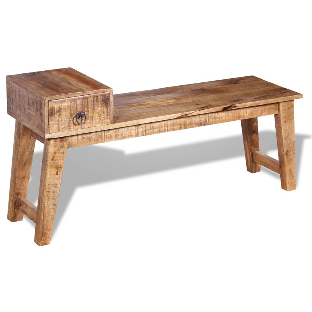 bænk med skuffe 120x36x60 cm massivt mangotræ
