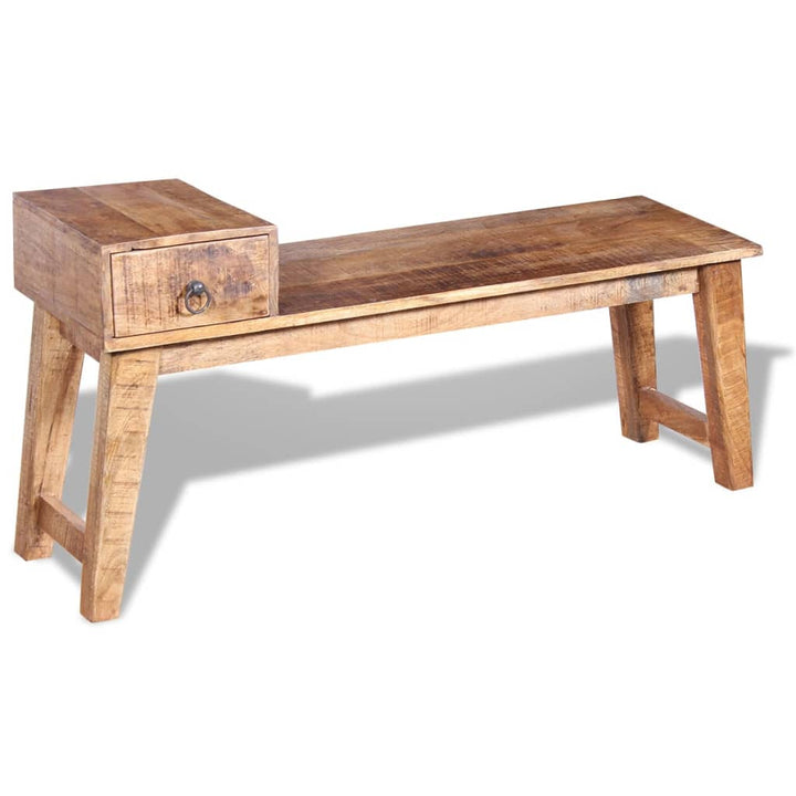 bænk med skuffe 120x36x60 cm massivt mangotræ
