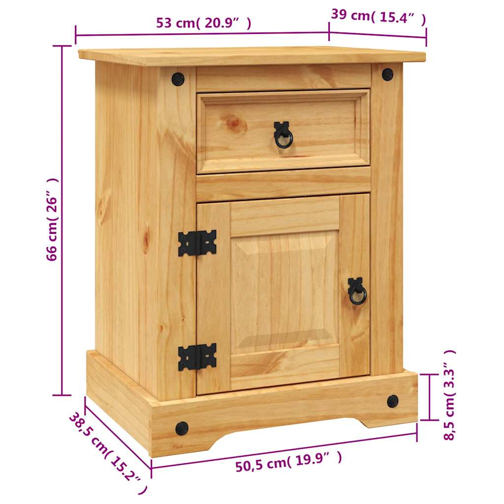 sengebord Corona-serien 53x39x66 cm mexicansk fyrretræ