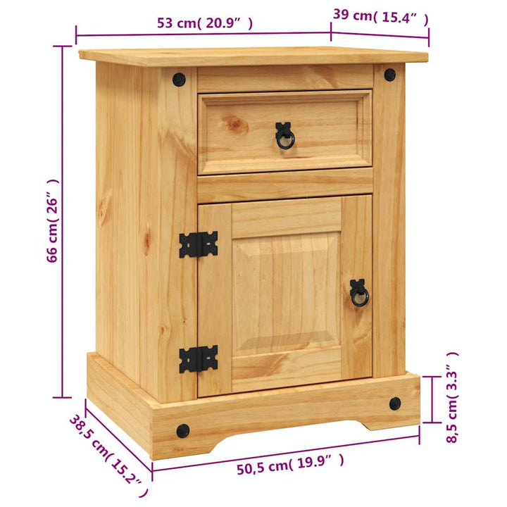 sengebord Corona-serien 53x39x66 cm mexicansk fyrretræ