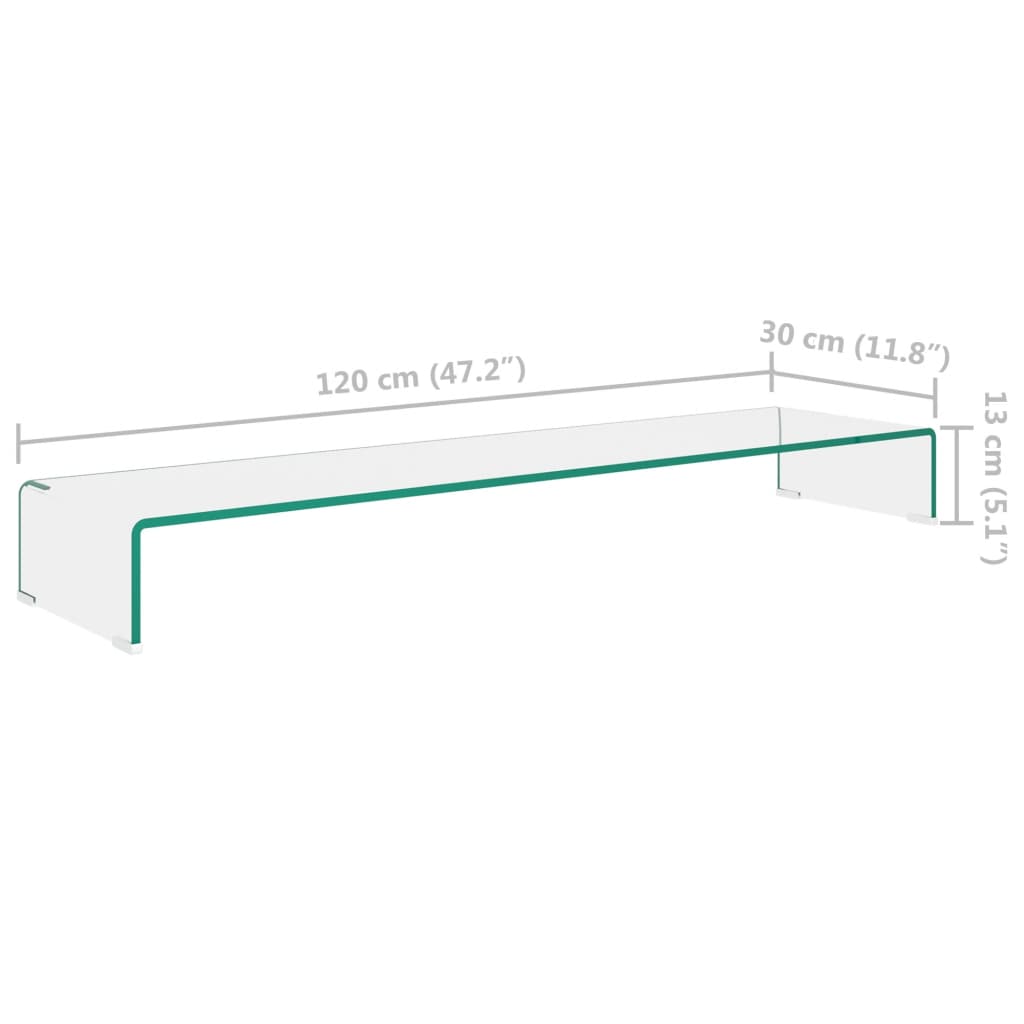 TV-stander/monitorstand klart glas 120x30x13 cm