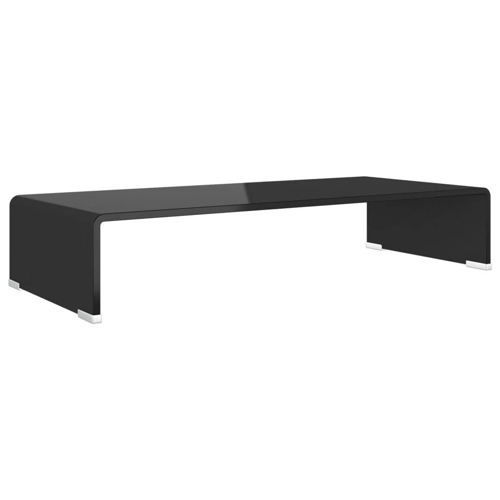 TV-stander/monitorstand sort glas 70x30x13 cm