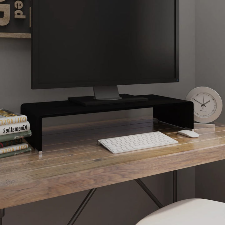 TV-stander/monitorstand sort glas 70x30x13 cm