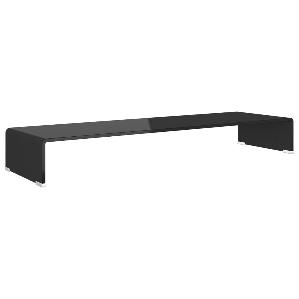 TV-stander/monitorstand sort glas 100x30x13 cm