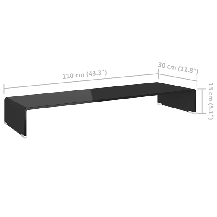 TV-stander/monitorstand sort glas 110x30x13 cm