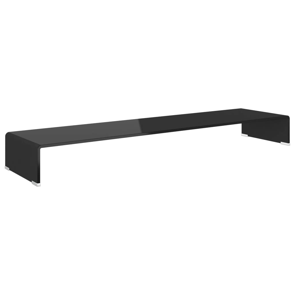 TV-stander/monitorstand sort glas 120x30x13 cm