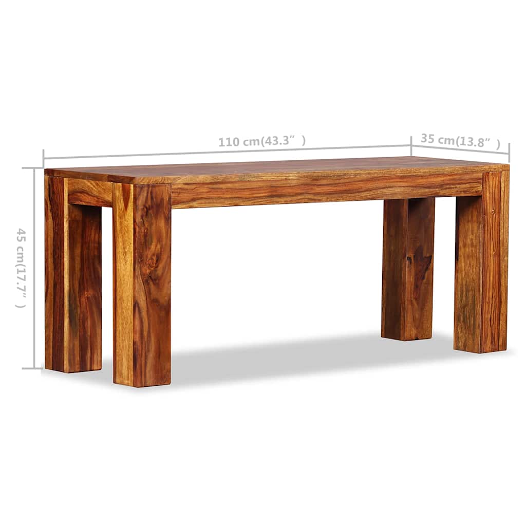 bænk massivt akacietræ 110 x 35 x 45 cm