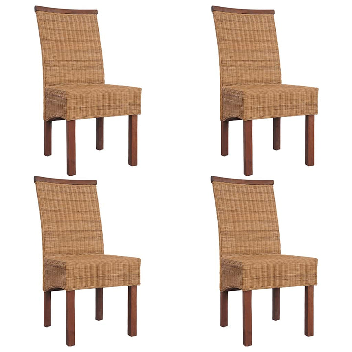 spisebordsstole 4 stk. naturlig rattan brun