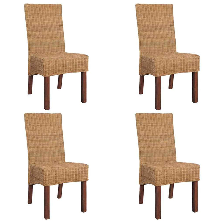spisebordsstole 4 stk. naturlig rattan brun