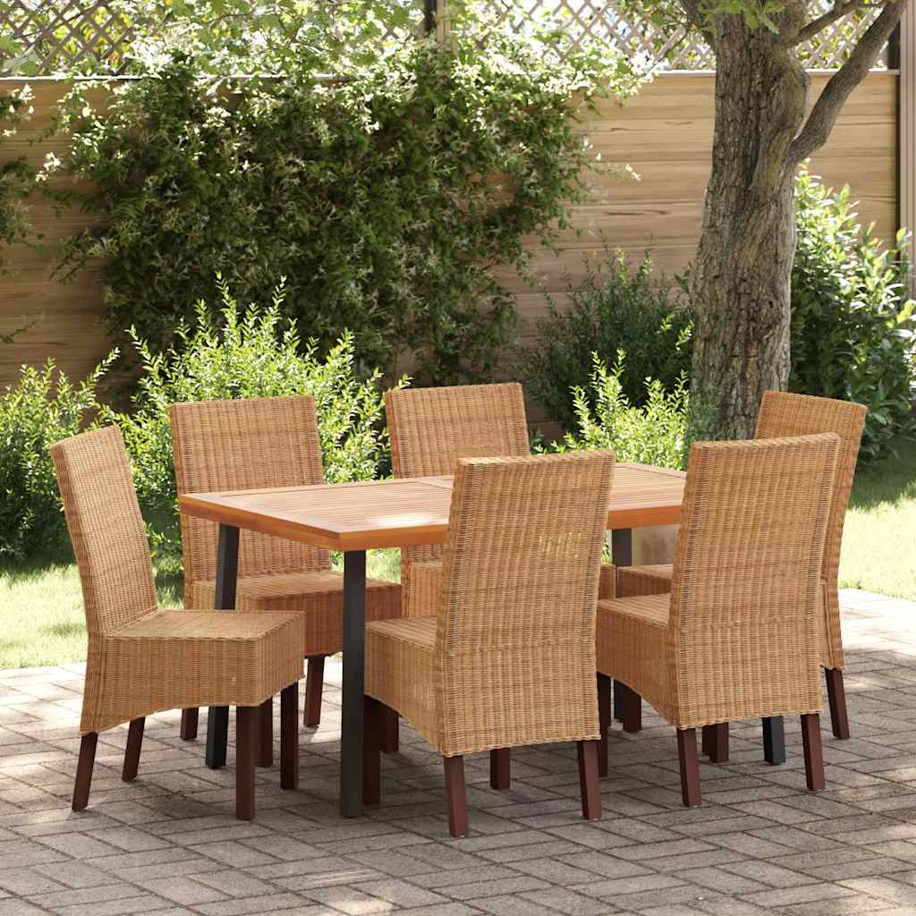 spisebordsstole 6 stk. naturligt rattan brun