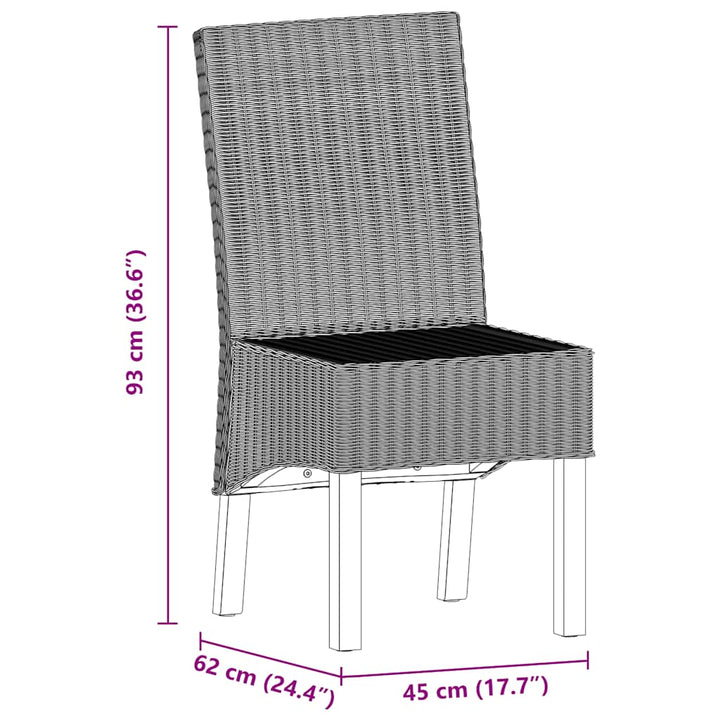 spisebordsstole 6 stk. naturligt rattan brun