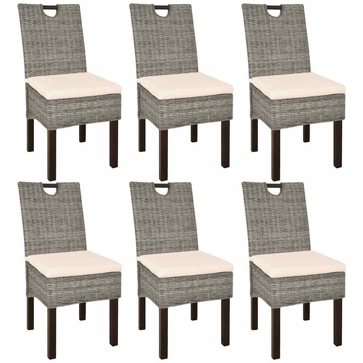 spisebordsstole 6 stk. Kubu-rattan mangotræ