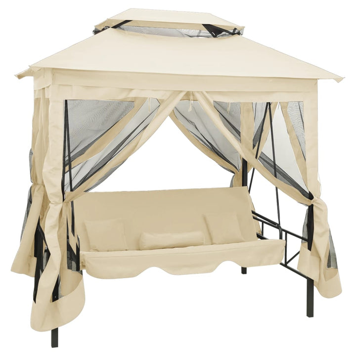 pavillon med konvertibel gyngesofa cremehvid