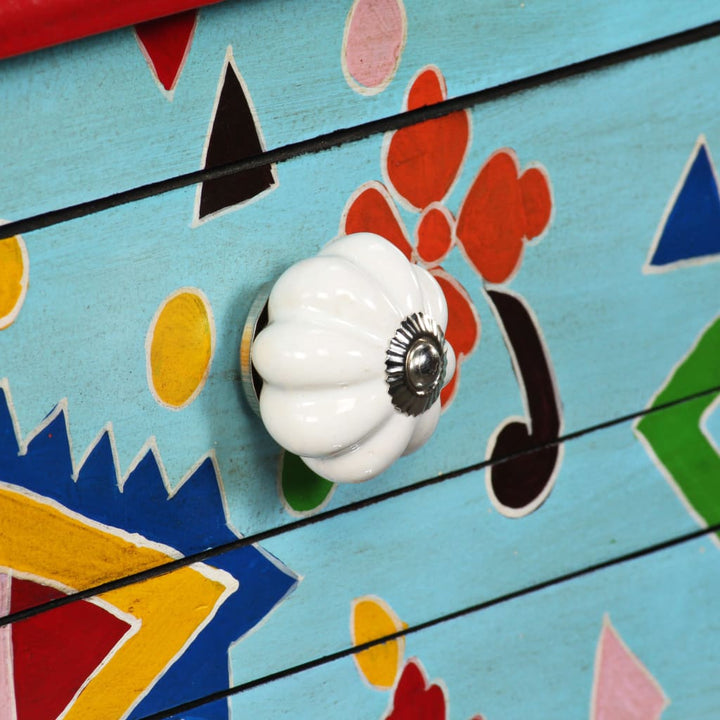 konsolbord i massivt mangotræ blå håndmalet