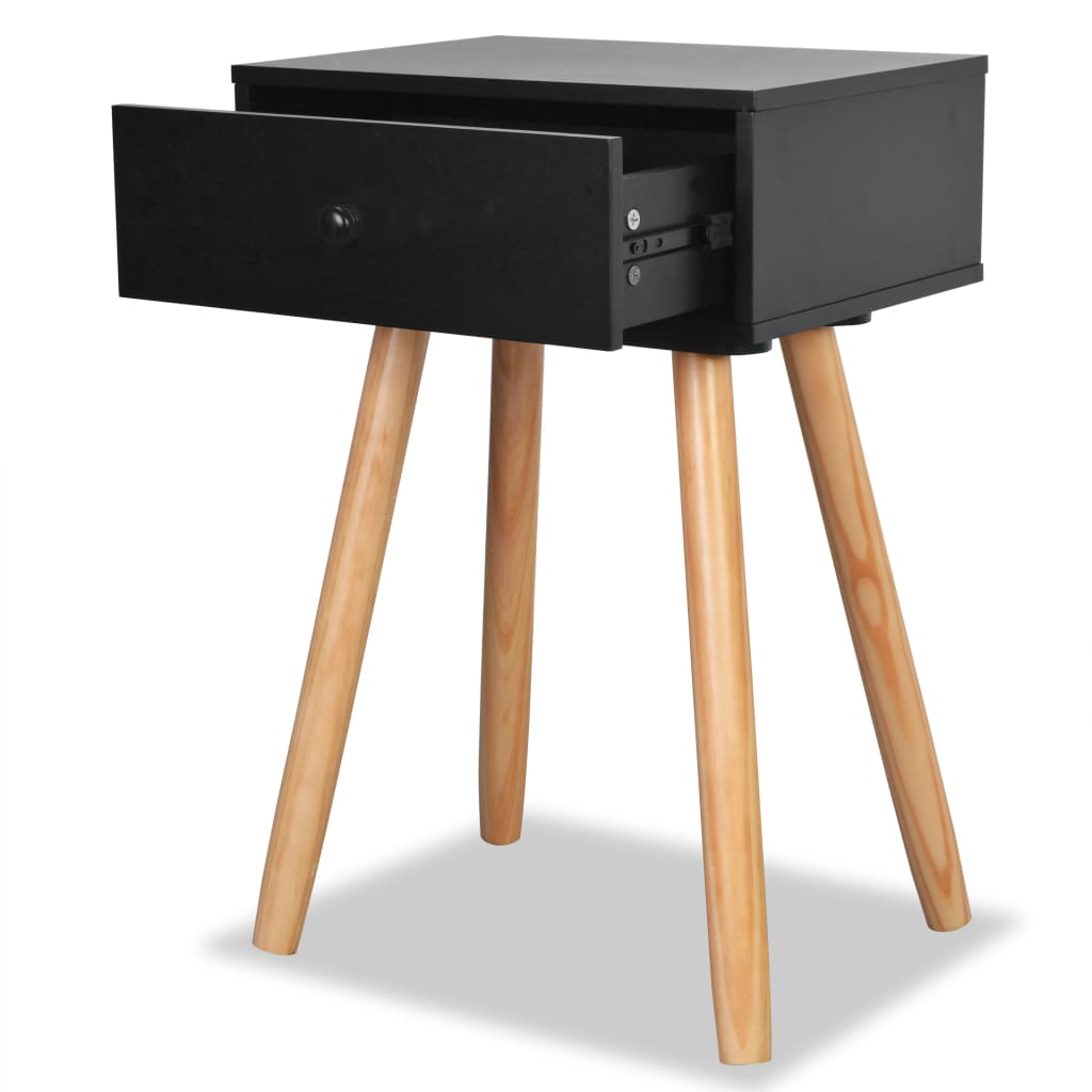 sengebord 2 stk. massivt fyrretræ 40 x 30 x 61 cm sort
