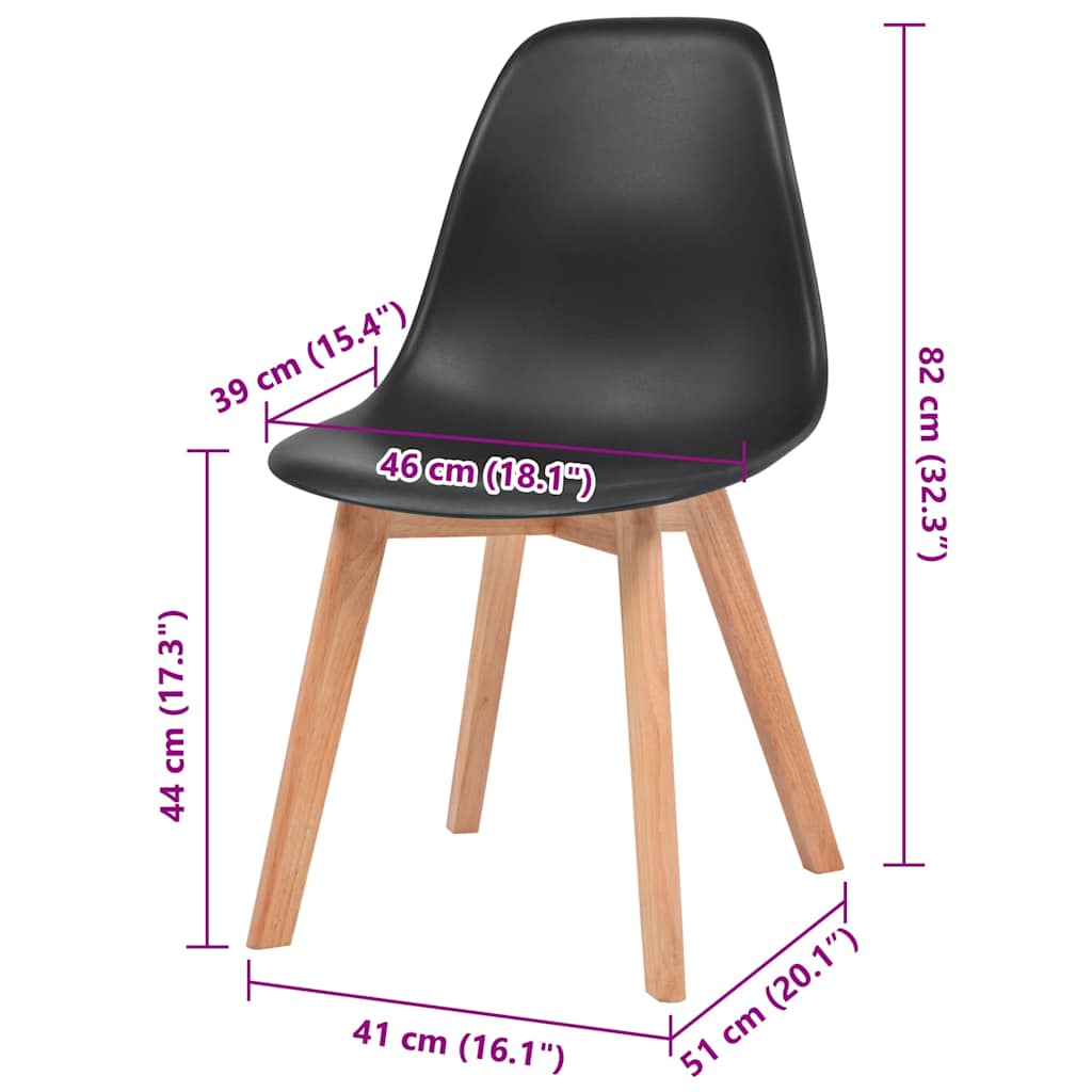 spisebordsstole 6 stk. plastik sort