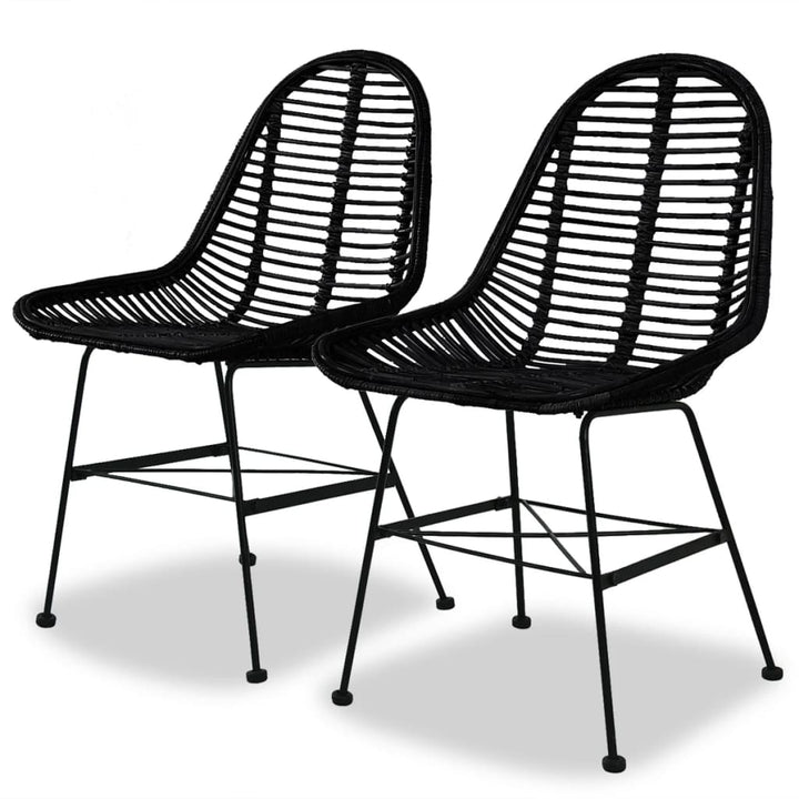spisebordsstole 2 stk. naturligt rattan sort
