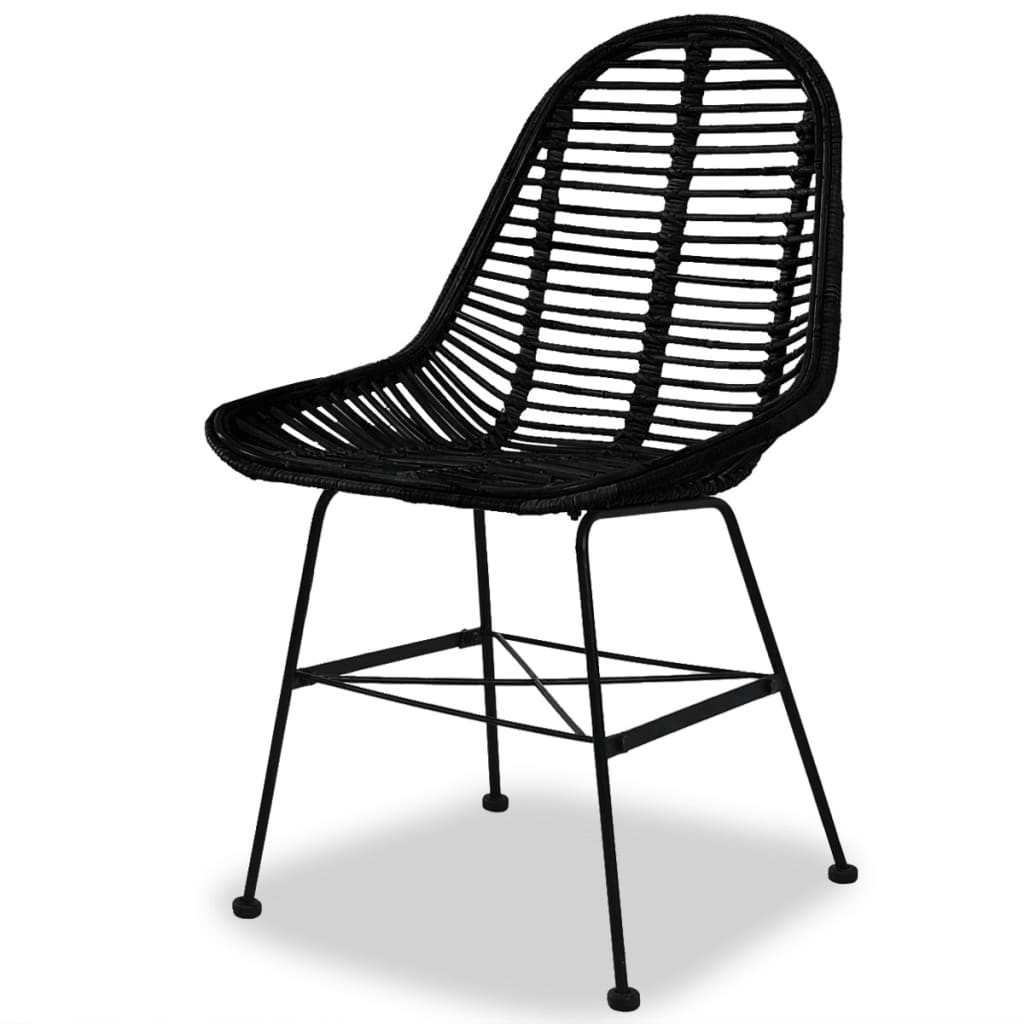 spisebordsstole 2 stk. naturligt rattan sort