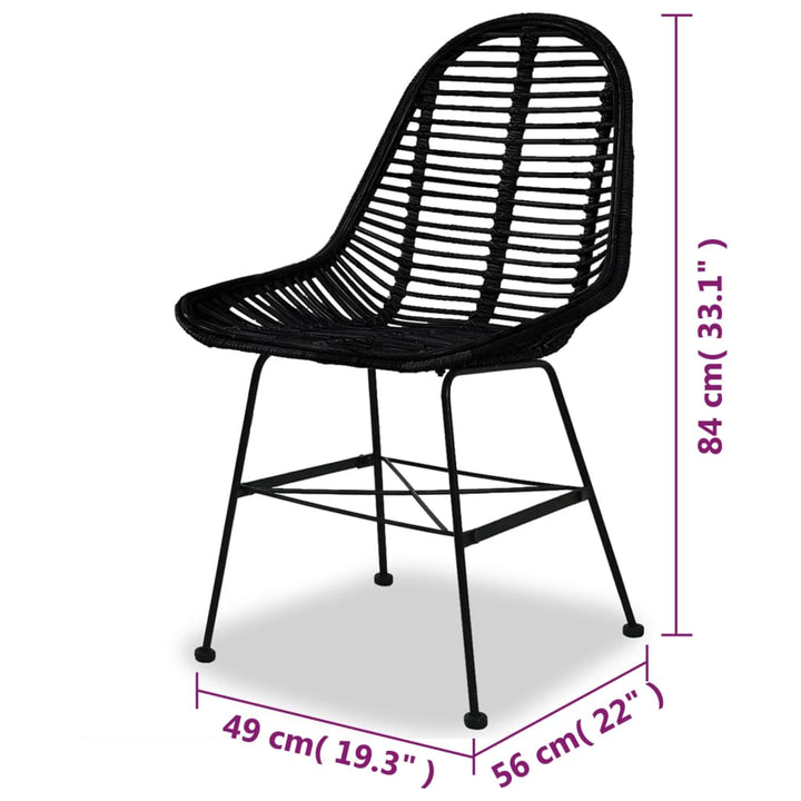 spisebordsstole 2 stk. naturligt rattan sort