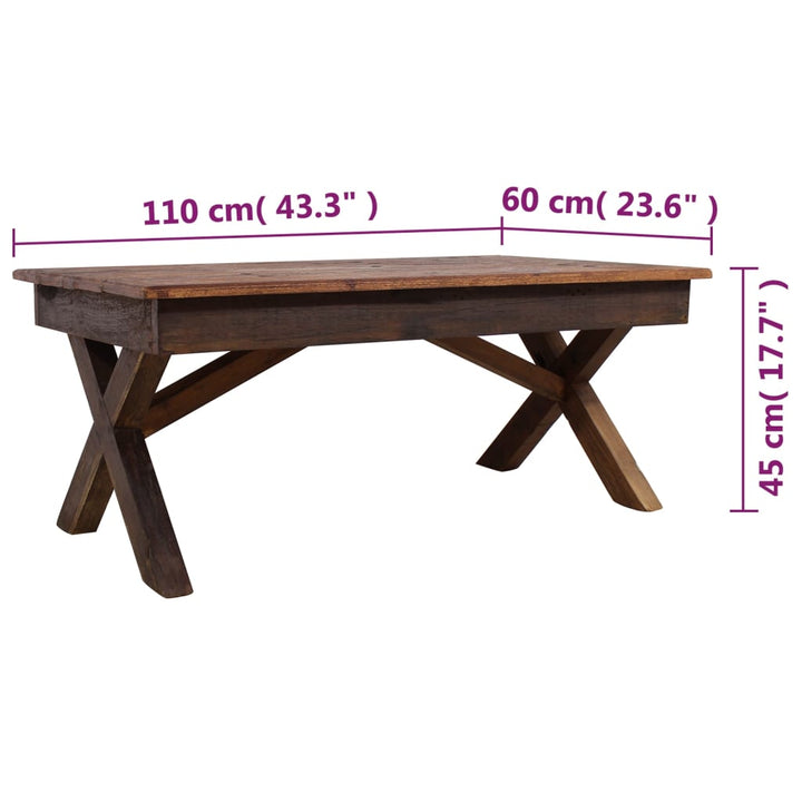 sofabord 110x60x45 cm blandet genbrugstræ