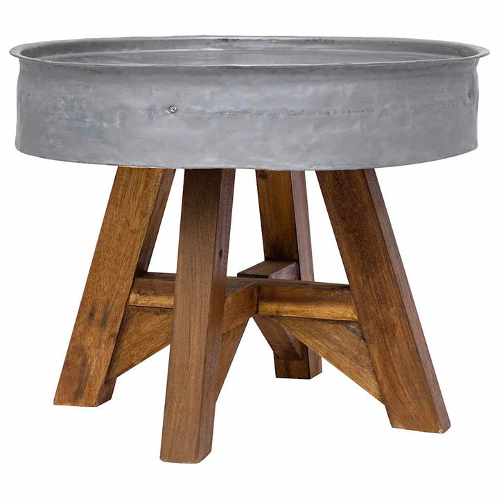 sofabord 60x45 cm blandet genbrugstræ sølvfarvet