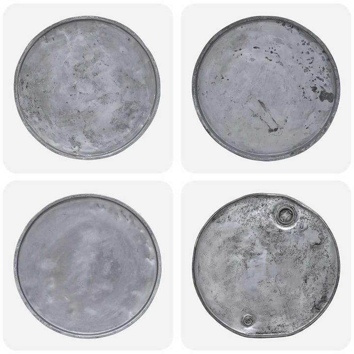 sofabord 60x45 cm blandet genbrugstræ sølvfarvet