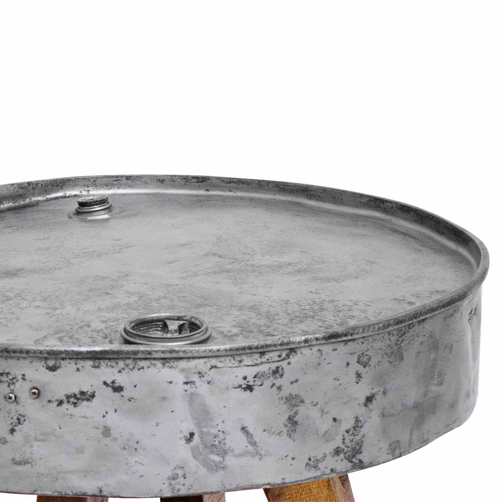 sofabord 60x45 cm blandet genbrugstræ sølvfarvet