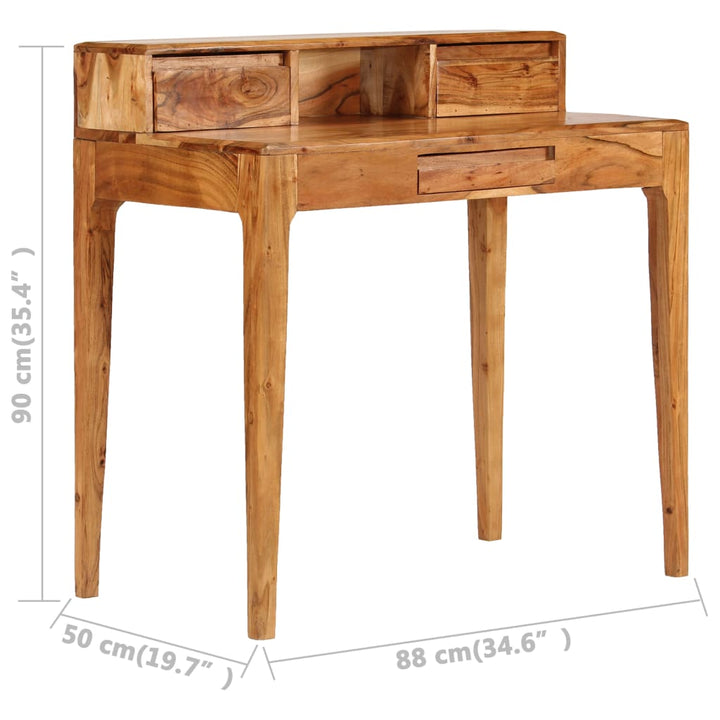skrivebord med skuffer massivt træ 88 x 50 x 90 cm