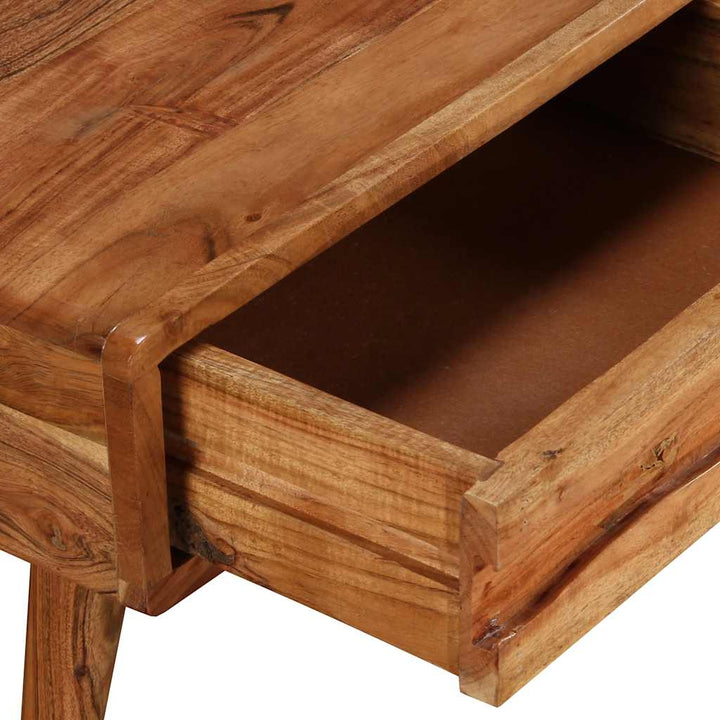 sofabord i massivt træ med udskåret skuffe 100 x 50 x 40 cm