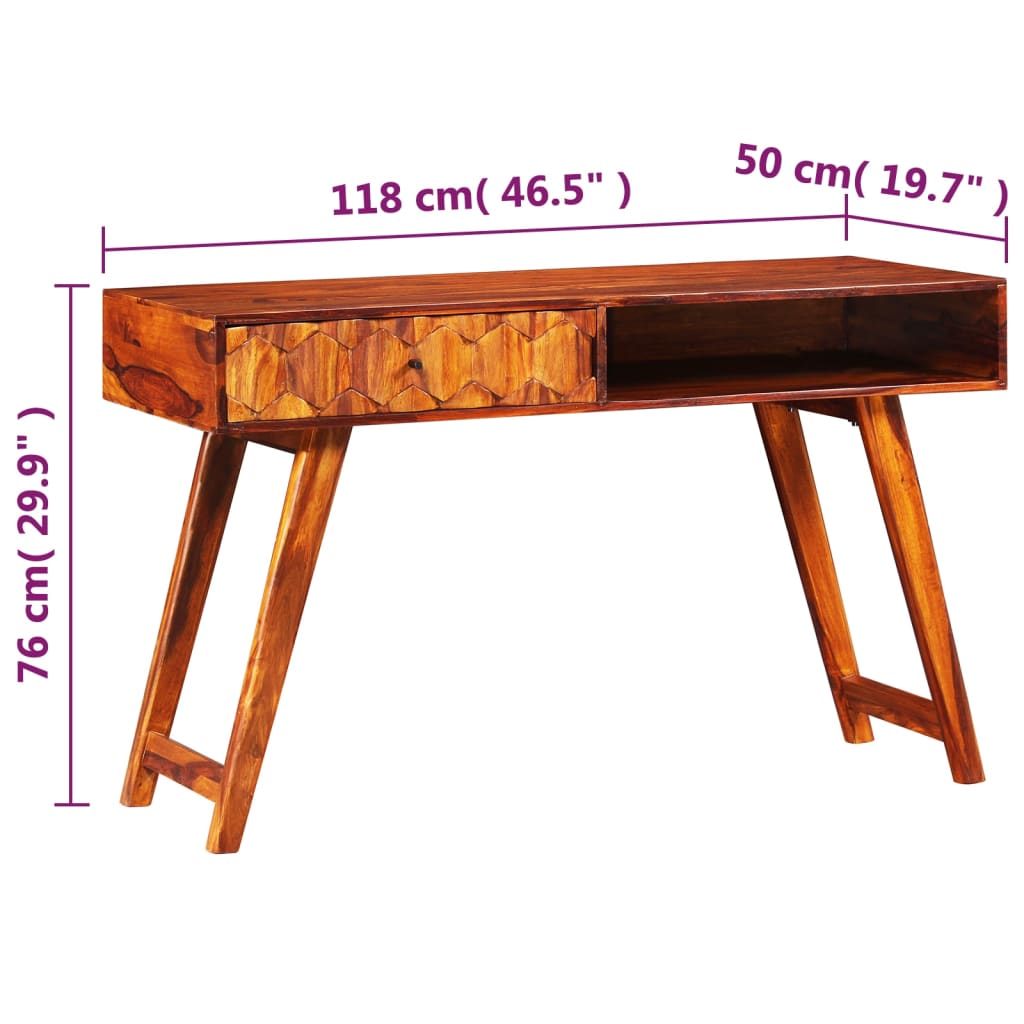 skrivebord massivt akacietræ 118 x 50 x 76 cm