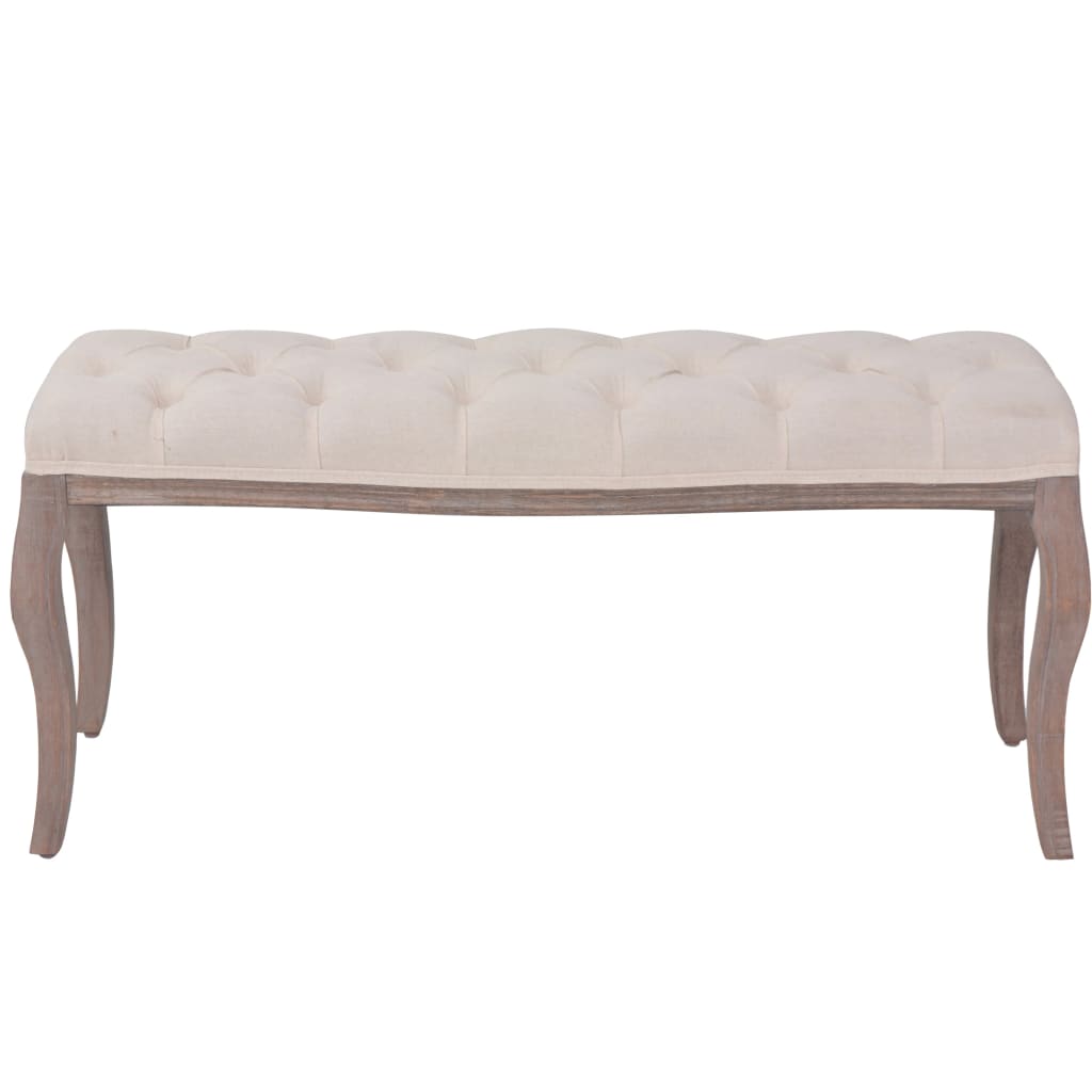 bænk lærred massivt træ 110 x 38 x 48 cm cremehvid