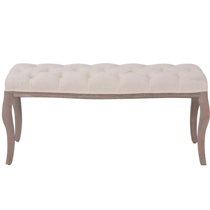 bænk lærred massivt træ 110 x 38 x 48 cm cremehvid