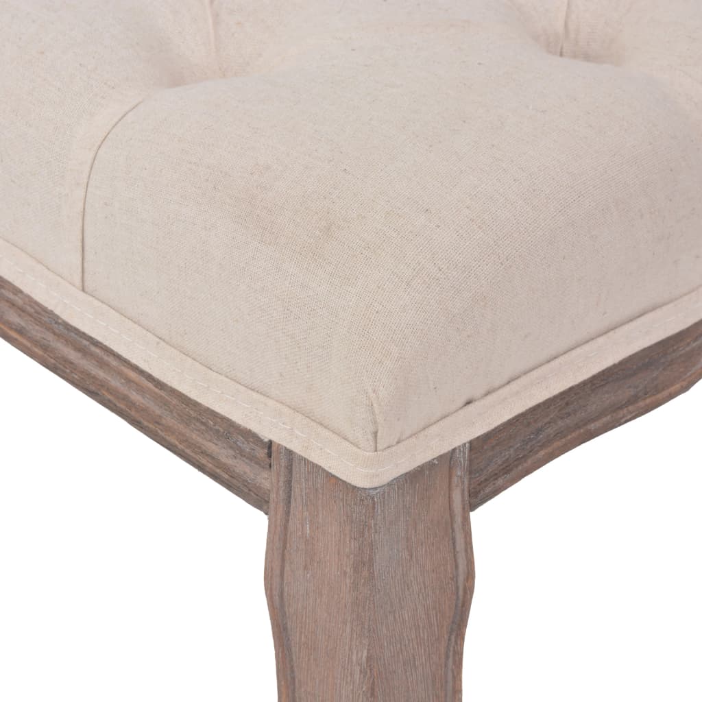 bænk lærred massivt træ 110 x 38 x 48 cm cremehvid