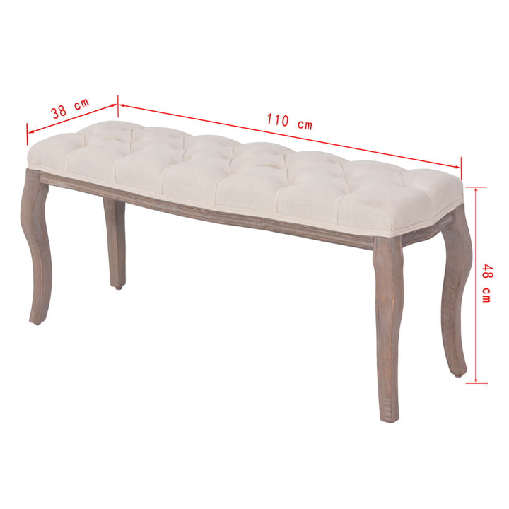 bænk lærred massivt træ 110 x 38 x 48 cm cremehvid