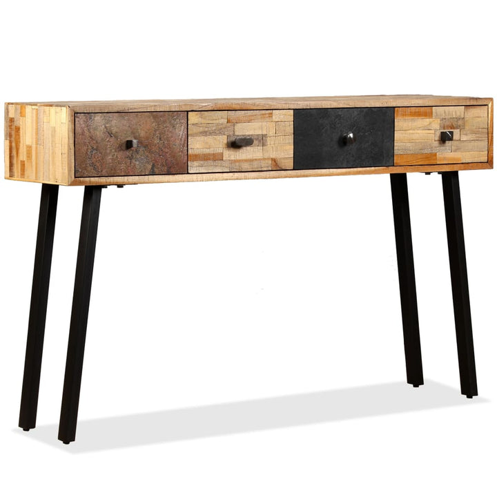 aflastningsbord massivt genbrugsteak 120 x 30 x 76 cm