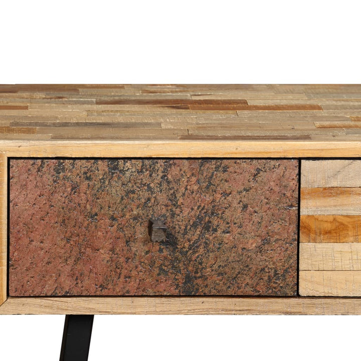 aflastningsbord massivt genbrugsteak 120 x 30 x 76 cm