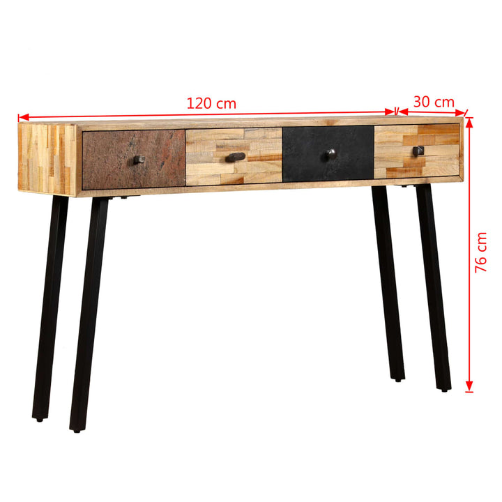 aflastningsbord massivt genbrugsteak 120 x 30 x 76 cm