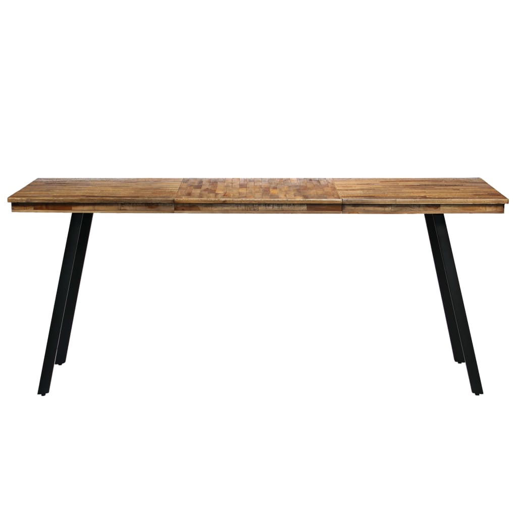 spisebord i genanvendt teak og stål 180 x 90 x 76 cm