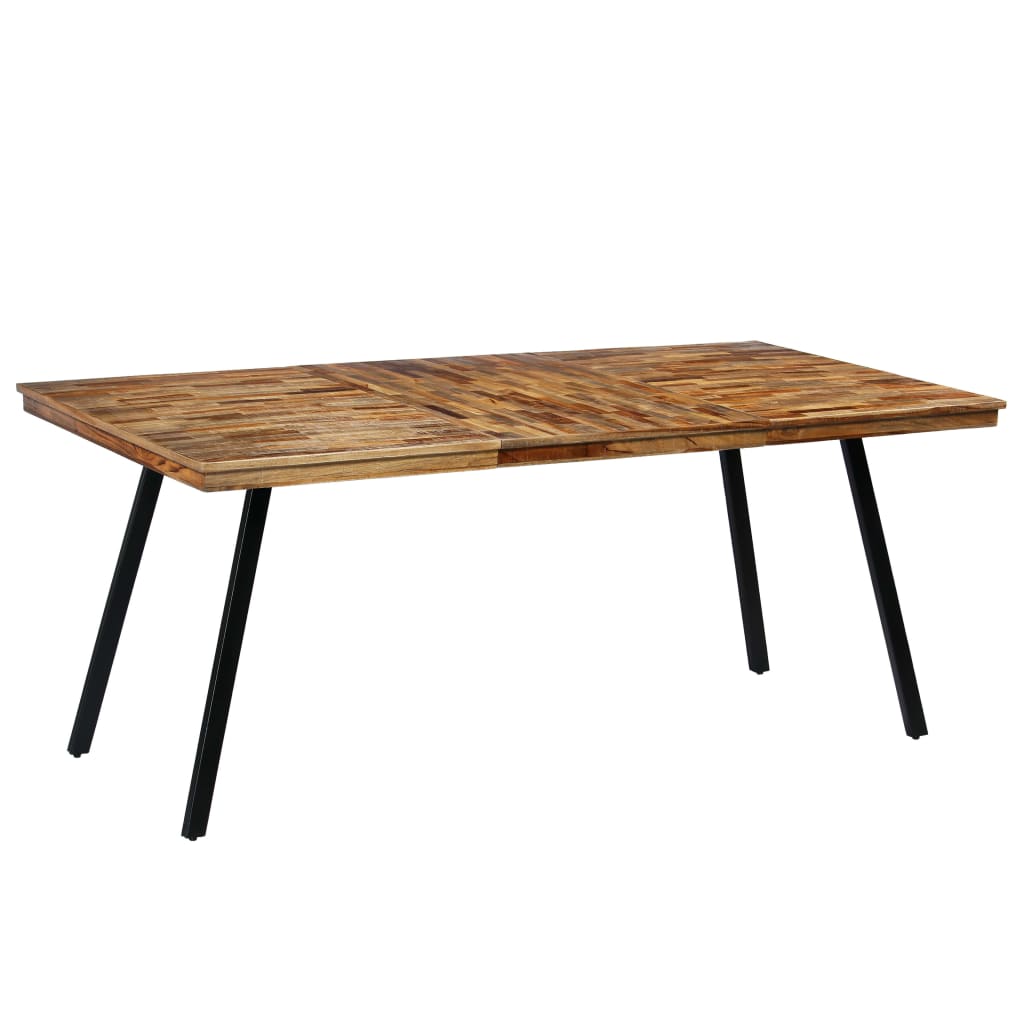 spisebord i genanvendt teak og stål 180 x 90 x 76 cm