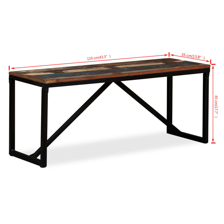 bænk 110x35x45 cm massivt genbrugstræ
