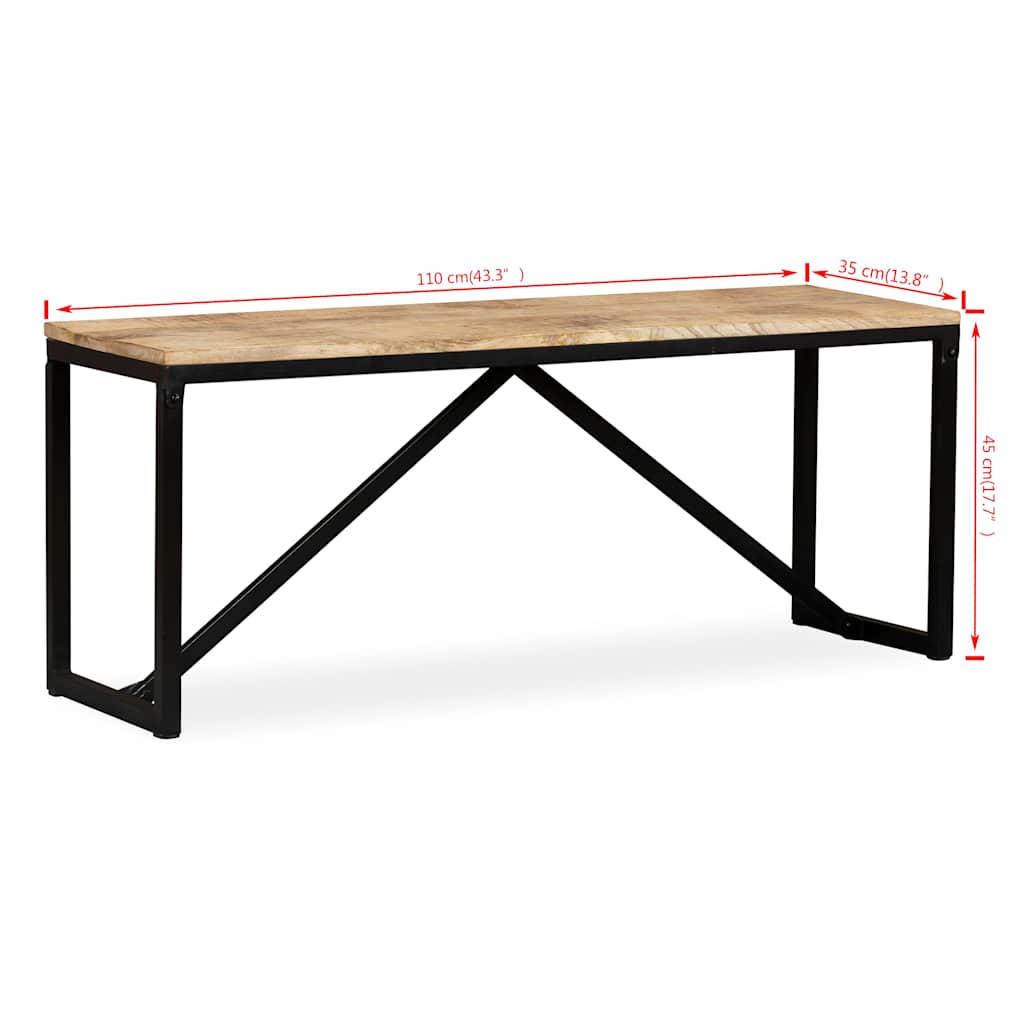 bænk i massivt mangotræ 110 x 35 x 45 cm